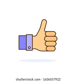 color thumb up hand flat icon. concept of success, ok, all right  simple sign isolated on white background