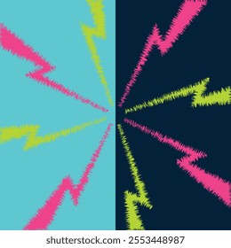 Color Thunder, white background. Confrontation image illustration of thunder bolt. Flat illustration simple Vector. Template for comic. Neon color. Style of competition design template without text.