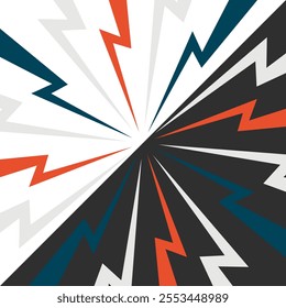 Color Thunder, white background. Confrontation image illustration of thunder bolt. Flat illustration simple Vector. Template for comic. Neon color. Style of competition design template without text.