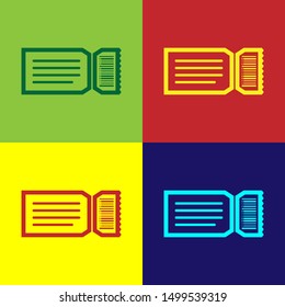 Color Ticket icon isolated on color background.  Vector Illustration