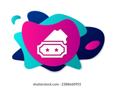 Color Ticket icon isolated on white background. Amusement park. Abstract banner with liquid shapes. Vector