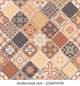 color tiles. Abstract background. Vector hand drawn illustration, typical ceramic tiles. Seamless pattern.