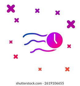 Color Time flies on the clock icon isolated on white background. Gradient random dynamic shapes. Vector