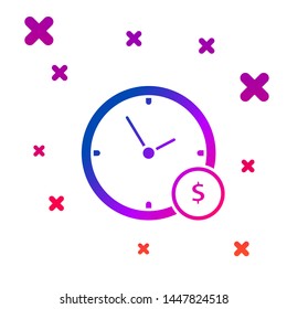 Color Time is money icon isolated on white background. Money is time. Effective time management. Convert time to money. Gradient random dynamic shapes. Vector Illustration