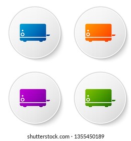 Color Toaster icon isolated on white background. Set icons in circle buttons. Vector Illustration
