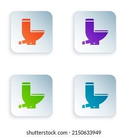 Color Toilet bowl icon isolated on white background. Set colorful icons in square buttons. Vector Illustration