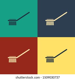 Color Toilet brush icon isolated on color background. Vintage style drawing. Vector Illustration