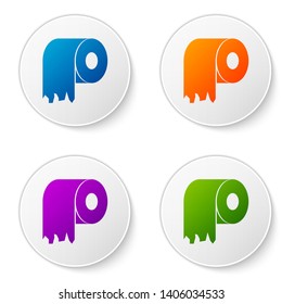 Color Toilet paper roll icon isolated on white background. Set icons in circle buttons. Vector Illustration