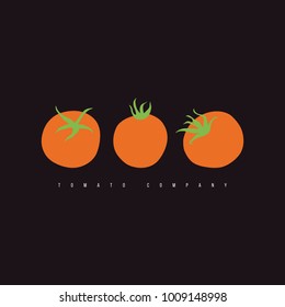 Color tomato logo design. Hand drawn flat vector illustration 