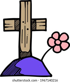 Color tomb stone icon  vector illustration