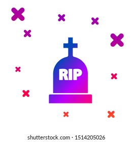 Color Tombstone with RIP written on it icon isolated on white background. Grave icon. Gradient random dynamic shapes. Vector Illustration