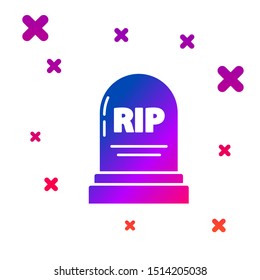 Color Tombstone with RIP written on it icon isolated on white background. Grave icon. Gradient random dynamic shapes. Vector Illustration