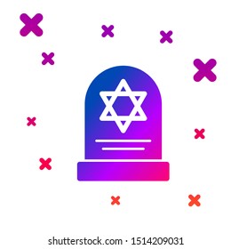Color Tombstone with star of david icon isolated on white background. Jewish grave stone. Gravestone icon. Gradient random dynamic shapes. Vector Illustration