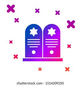 Color Tombstone with star of david icon isolated on white background. Jewish grave stone. Gravestone icon. Gradient random dynamic shapes. Vector Illustration