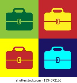 Color Toolbox icon isolated on color backgrounds. Tool box sign. Flat design. Vector Illustration