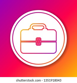Color Toolbox line icon isolated on color background. Tool box sign. Circle white button. Vector Illustration