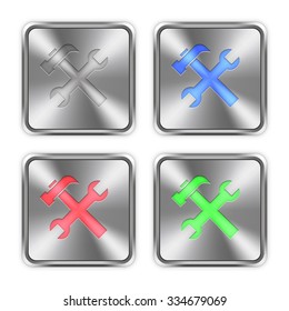 Color tools icons engraved in glossy steel push buttons. Well organized layer structure, color swatches and graphic styles.