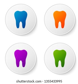 Color Tooth icon isolated on white background. Tooth symbol for dentistry clinic or dentist medical center and toothpaste package. Set color icon in circle buttons. Vector Illustration