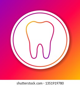 Color Tooth line icon isolated on color background. Tooth symbol for dentistry clinic or dentist medical center and toothpaste package. Circle white button. Vector Illustration