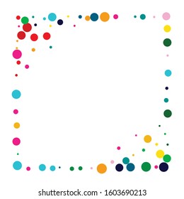 Color Top Confetti Texture. Rainbow Invitation Dot Background. FallingFestive Invitation. Fun Orange Texture.