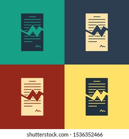 Color Torn contract icon isolated on color background. File icon. Checklist icon. Business concept. Vintage style drawing. Vector Illustration