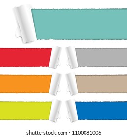 Color Torn Paper Collection With Gradient Mesh, Vector Illustration