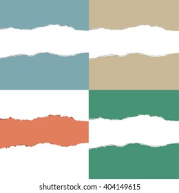 Color Torn Paper Set With Gradient Mesh, Vector Illustration