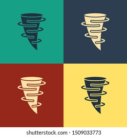 Color Tornado icon isolated on color background. Vintage style drawing. Vector Illustration
