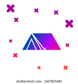 Color Tourist tent icon isolated on white background. Camping symbol. Gradient random dynamic shapes. Vector Illustration