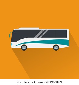 Color Touristic Or Charter Bus Isolated, Flat Vector Icon