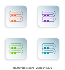 Color Towel stack icon isolated on white background. Set colorful icons in square buttons. Vector