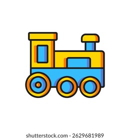 Color Toy train icon isolated on white background. Flat filled outline style with shadow. Vector
