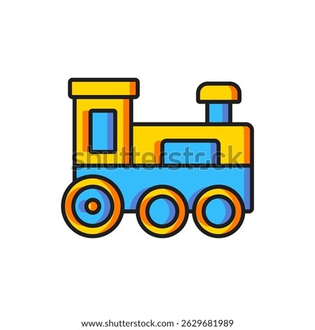 Color Toy train icon isolated on white background. Flat filled outline style with shadow. Vector