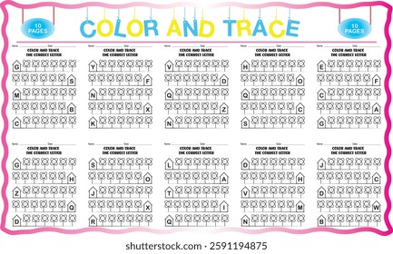 Color and trace letter worksheets