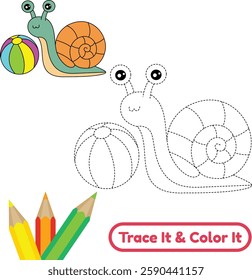 Color and trace this easy snail vector. This cute snail sketch is a great way to enjoy a relaxing and creative activity, perfect for all ages.