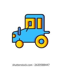 Color Tractor icon isolated on white background. Flat filled outline style with shadow. Vector