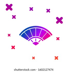 Color Traditional paper chinese or japanese folding fan icon isolated on white background. Gradient random dynamic shapes. Vector Illustration