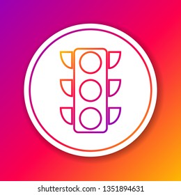 Color Traffic light line icon isolated on color background. Circle white button. Vector Illustration