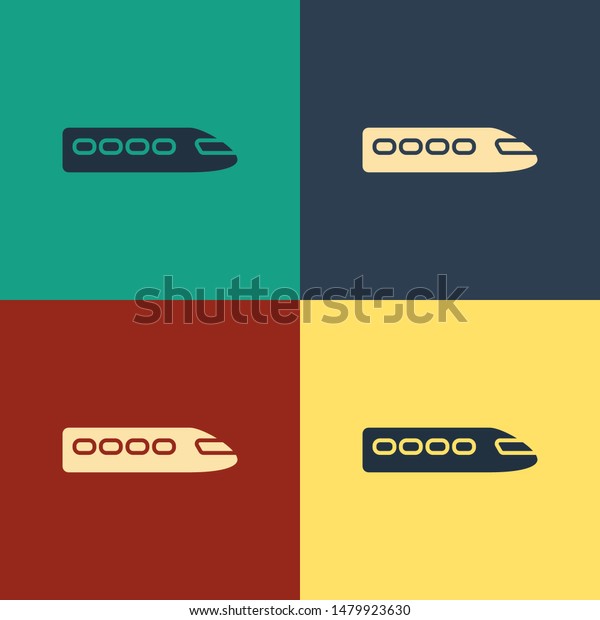 Color Train icon isolated on\
color background. Public transportation symbol. Subway train\
transport. Metro underground. Vintage style drawing. Vector\
Illustration