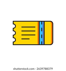 Color Train ticket icon isolated on white background. Travel by railway. Flat filled outline style with shadow. Vector