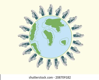 Color trainers are located round Earth a circle