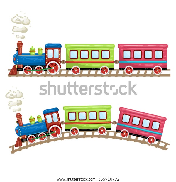 Color Trains Wagons Rails Stock Vector (Royalty Free) 355910792