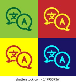 Color Translator icon isolated on color background. Foreign language conversation icons in chat speech bubble. Translating concept.  Vector Illustration