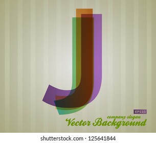 Color Transparency Letter. Retro Background. Symbol J.