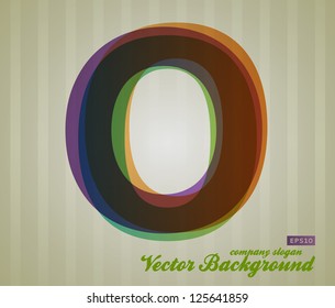 Color Transparency Letter. Retro Background. Symbol O.