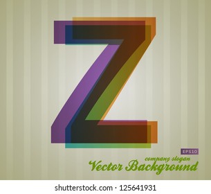 Color Transparency Letter. Retro Background. Symbol Z.
