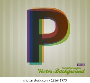 Color Transparency Letter. Retro Background. Symbol P.