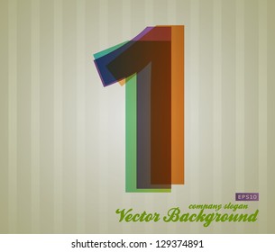 Color Transparency Number. Retro Background. Symbol 1.