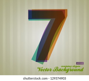 Color Transparency Number. Retro Background. Symbol 7.