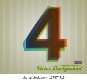Color Transparency Number. Retro Background. Symbol 4.